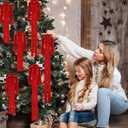 Janinka 12 Pcs 3 Sizes Red Velvet Bows Christmas Tree Ornaments Vintage Christmas Ribbon Bow for Tree Garland Rustic Wreath Indoor Xmas Decoration