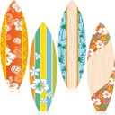 Motiskyy 4 Pcs Paper Summer Giant Surfboards Bulletin Board Wall Decor Display Set 47 x 13 Inch Surfing Bulletin Board Cutouts Tropical Graphics Surfboard Sign for School Classroom Surf Party(Hawaii)