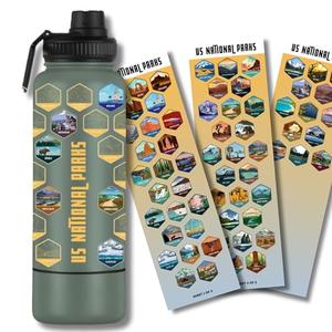 National Parks Stainless Steel Water Bottle with Secret Compartment – Includes All Park Stickers to Track Your Visits (Green)