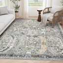 befbee 6x9 Area Rugs for Living Room  Stain Resistant Machine Washable Rugs for Bedroom,NonSlip Backing Large Area Rug (Green/Gold, 6'x9')