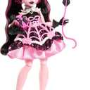 Monster High Scary Sweet Birthday Doll, Draculaura in Pink Party Dress with Themed Accessories Like Invite, Balloon, Gift, Fan and More