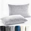 Fleece Queen Pillowcases - Set of 2 Queen Size Flannel Pillowcases - Super Soft Fleece Pillow Case Cover with Envelope Enclosure for Bedroom & Couch - Fuzzy Velvet Pillow Shams for All Seasons - Grey