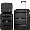 Somago 3 Pieces Luggage Set(14/20/24) PP Lightweight 4 Double 360 Degrees Mute Spinner Wheels Suitcase with TSA Lock & YKK Zipper (Classic Black)
