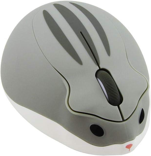 2.4GHz Wireless Mouse Cute Hamster Shape Less Noice Portable Mobile Optical 1200DPI USB Mice Cordless Mouse for PC Laptop Computer Notebook MacBook Kids Girl Men Women Mom Dad Gift (Gray)