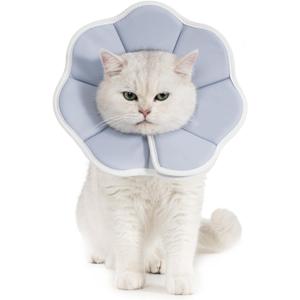Avont Soft Cat Recovery Cone Collar, Adjustable Lightweight Kitten E-Collar for Small Dogs, Comfortable Neck Donut Stop Licking Scratching After Surgery -Grey(S)