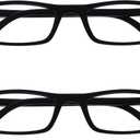 OPULIZE TED Reading Glasses for Women Men, Narrow Rectangular Matt Frame with Spring Hinges (2-pack Black)