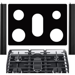 Stove Cover, Stove Covers Reusable Gas Range Protectors for Samsung Gas Range,0.3mm Reusable Gas Stove Burner Covers with 2PCS Silicone Stove Counter Gap Cover Long & Wide Gap Filler,Black-3pcs