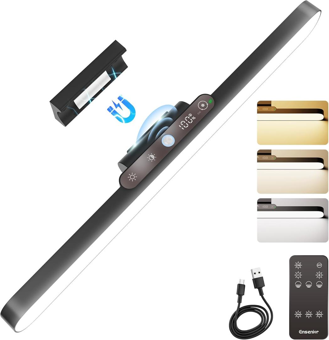 Ensenior Light Bar, 14 inch Under Cabinet Motion Sensor Lighting with Stepless Dimming 3CCT Remote Magnetic Rechargeable 2000mAh Battery, Motion Sensor Light Indoor for Kitchen, Cabinet, Closet