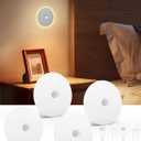 Yiliaw Motion Sensor Night Light, Rechargeable Nightlight Indoor, Dimmable Warm White with Wireless Magnetic Mount, Adjustable Brightness & 3 Color Temps for Hallway, Stair, Bathroom, Closet (4 Pack)