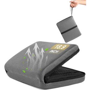 Airplane Seat Cushion Portable Travel Cushion for Comfort Foldable Stadium Pad with Breathable Fabric Seat Pad Perfect for Long Flights, Office, Bleacher, Camping (Plus Size - 18.9'', Dark Grey)
