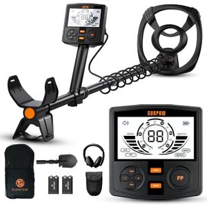 SUNPOW Metal Detector for Adults Professional - High Accuracy with 12" Waterproof Coil, 2x Backlit LCD Display, Advanced DSP Chip, 5 Modes, Adjustable Length (19"-59"), Sturdy Spiral Structure -OTMD14 SUNPOW Metal Detector for Adults Professional - High Accuracy with 12" Waterproof Coil, 2x Backlit LCD Display, Advanced DSP Chip, 5 Modes, Adjustable Length (19"-59"), Sturdy Spiral Structure -OTMD14