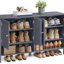 VASAGLE Shoe Cabinet, 3-Tier Shoe Storage Organizer, Modern Freestanding Cabinet with Height-Adjustable Shelf, 13.8 x 47.2 x 27.6 Inches, Entryway, Slate Gray ULBC045G01