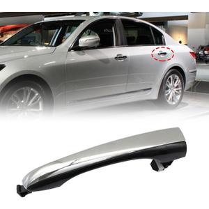 XQSMWF Exterior Door Handle Chrome Rear Left Driver Side Compatible with Hyundai Genesis Sedan 2009-2014 3.8L 4.6L # 82651-3M000 826513M000
