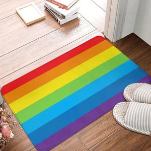 Rainbow Bath Mat, Bathroom Rug, Washable Microfiber Soft Doormats Shower Mat, Rainbow Home Decor Non-Slip Super Absorbent
