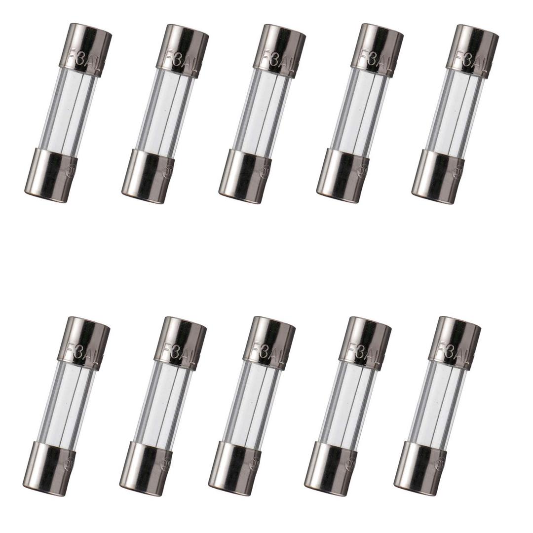 BOJACK 5x20 mm 3 A 3 amp 125 V 125 Volt 0.2x0.78 Inch F3AL125V Fast-Blow Glass Fuses (Pack of 10)