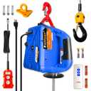 120V Electric Hoist Winch | 1100lbs 1500W Portable Electric Power Winch with Wireless Remote Control | Vertically & Horizontally Lift 25ft | Overload Protection for Lifting Towing (Blue)