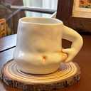 hesim Hand-Crafted Ceramic 14OZ Fat Belly Mug | Coffee Mug With Arm Handle | Fat Mug | Potbelly Coffee Mug | Father's Day Gift