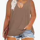 VISLILY Women's-Plus-Size-Tank-Tops Sleeveless Summer V Neck T Shirts Casual Loose Tunics Tee, XL