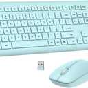 Wireless Keyboard and Mouse Combo, Full Size Silent Ergonomic Keyboard and Mouse, Long Battery Life, Optical Mouse, 2.4G Lag-Free Cordless Mice Keyboard for Computer, Mac, Laptop, PC, Windows(Green)