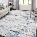 Area Rug Living Room Rugs: 8x10 Large Soft Indoor Carpet Modern Abstract Rug with Non Slip Rubber Backing for Under Dining Table Nursery Home Office Bedroom White Gray Blue (8' x 10')