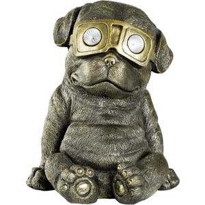 Large Garden Statue Dog Solar Lamp Succulents with LED Light 15" Dog Sculpture Courtyard Balcony Home Decoration