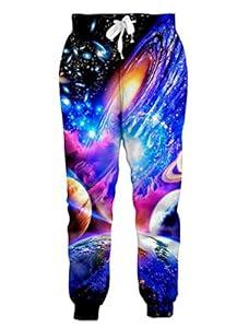 Teen Boys Girls 3D Galaxy Print Pants Harem Jogger Pants Funny Graphric Cargo Sweatpants with Pockets M
