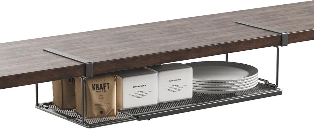 YOLOPARK Under Shelf Organizer, Hanging Under Cabinet Laundry Room Closet's Shelf, Add Extra Storage Space for Kitchen Living Room Home Accessories