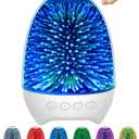 Aiscool Night Light Bluetooth Speaker, 3D Glass Fireworks Lamp with Touch Control, 7 Colors & Gradient Mode, Rechargeable Bedside Light for Bedroom, Gift for Kids, Teens & Adults (Galaxy White)