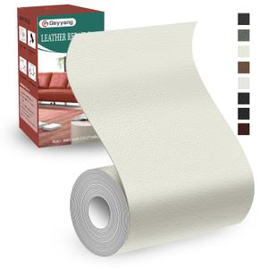 GEYYANG Leather Repair Kit for Furniture, 4 x 63 Inches self Adhesive Leather Repair Tape for Damaged Leather Furniture, Sofa Seating, Leather Goods(Rice White - Litchi Grain) GEYYANG Leather Repair Kit for Furniture, 4 x 63 Inches self Adhesive Leather Repair Tape for Damaged Leather Furniture, Sofa Seating, Leather Goods(Rice White - Litchi Grain)