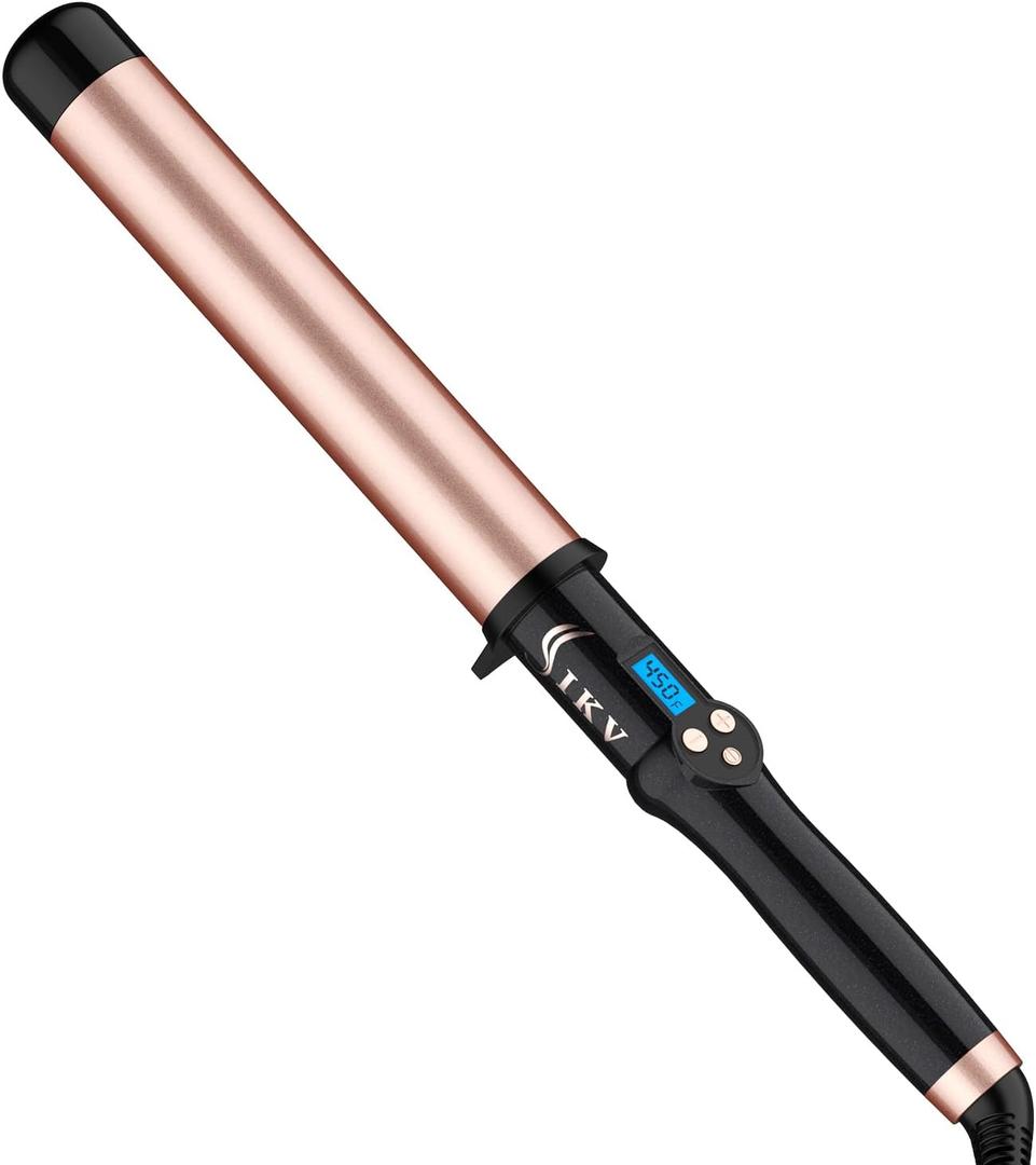 1 1/ 2 Inch Large Curling Wand for Long Hair, Dual Voltage Hair Curling Iron Wand Ceramic Extra Long Barrel, 10 Adjustable Temp
