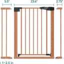 Mom's Choice Award Winner, Babelio 26-40" Metal Baby Gate with Wood Pattern, PressGuard C5 Easy Install Pressure Mounted Dog Gate for Stairs and Doorways, with Wall Protectors and Extension Kits