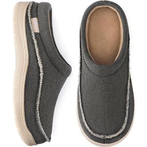 Zigzagger Mens Canvas Slip on House Slippers Indoor Outdoor(Grey 11-12)