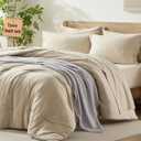 Homelike Moment Queen Comforter Set with Sheets, 7 Piece Beige Comforter Set Queen Size, Full Size Bed in a Bag Lightweight and Machine Washable