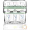 Momcozy 3 Layers Large Bottle Sterilizer and Dryer, Fast Sterilize and Dry, Universal Bottle Sterilizer for All Bottles & Breast Pump Accessories, Touch Screen & Auto-Off Bottle Sanitizer (Green)