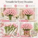 MACTING 30 PCS Artificial Tulip Flowers 13.7" Real Touch Fake PU Tulips Bouquet Faux Flowers for Floral Arrangements Table Centerpieces Kitchen Indoor Home Mothers Day Decorations,Peach Pink