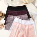 Lace Boyshort Sexy Underwear Womens Panties Cheeky Plus Size Lingerie Stretch Cotton Waistband S-3XL 5 Pack (XX-Large)