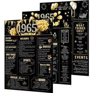 6 x ZZDWLDHA 59th Birthday Decorations for Women or Men, Classy Vintage Table Decor, Birthday Card Poster for Him or Her Turning 59 Years Old, Back in 1965Unframed