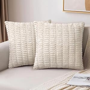 Corduroy Cushion Covers, Pack of 2 Beige 18" x 18" Corduroy Cushion Covers, Pack of 2 Beige 18" x 18"