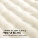 Faux Fur Heated Blanket Throw White - Luxury Fluffy Rabbit Bubble Electric Blanket with 6 Heating Levels, 4 Time Settings, Ideal Gift for Women, Machine Washable (50"x60")