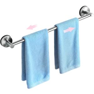 Adjustable 11-20 Inch Towel Bar for Bathroom Wall, Stainless Steel Towel Racks for Bathroom, No Drill Towel Holder with Strong Suction Cups, Space-Saving Bathroom Accessories for Home(Silver)