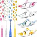 8 Pieces Flower Acrylic Bookmarks Book Page Holder Floral Bookmarks with Colorful Tassels Thumb Ring Transparent Page Holders for Reading Teachers Book Lovers Women(Clear)