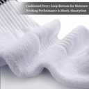 Airpal 4 Pairs Athletic Socks Cotton Cushioned Striped Crew Socks Sports Running Socks for Men Women Teens (US, Alpha, Large, Regular, Regular, White+3 Stripes) (L)