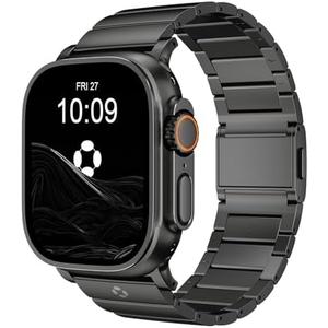 FiNESTONE CRNS02 Titanium Band Compatible with Apple Watch Ultra 3/2/1 49mm, Series 11/10 46mm,Anti-Stratch & Adjustable Magnetic Metal Watch Band,Premium Color Matching Band for Men