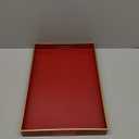 Umisriro Red Decorative Tray, Rectangular Serving Tray with Handles, Plastic Coffee Table Tray for Ottoman, Living Room, Kitchen Tabletop, 15.6” x 10.2” x1.37”