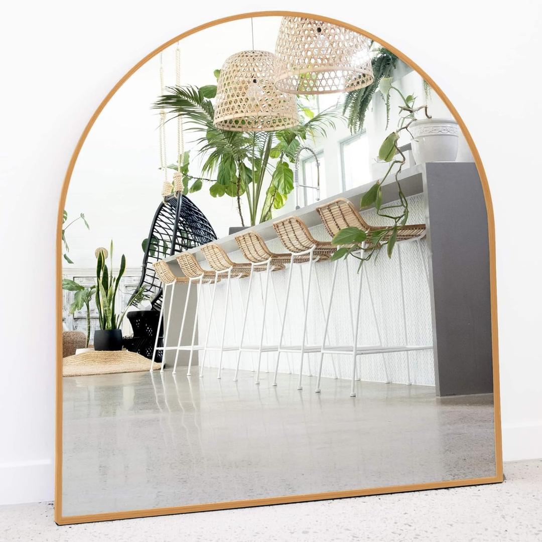 Arched Mirror, 33" x 31" - Gold Arch Wall Mirror - Perfect for Bathroom, Entryway - Modern Gold Frame (33"L x 31"W)