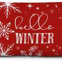 Red Winter Christmas Pillow Covers 12x20, Red Christmas Room Decor, Xmas Hello Winter Snowflake Holiday Lumbar Throw Pillow Covers for Home Bedroom Living Room