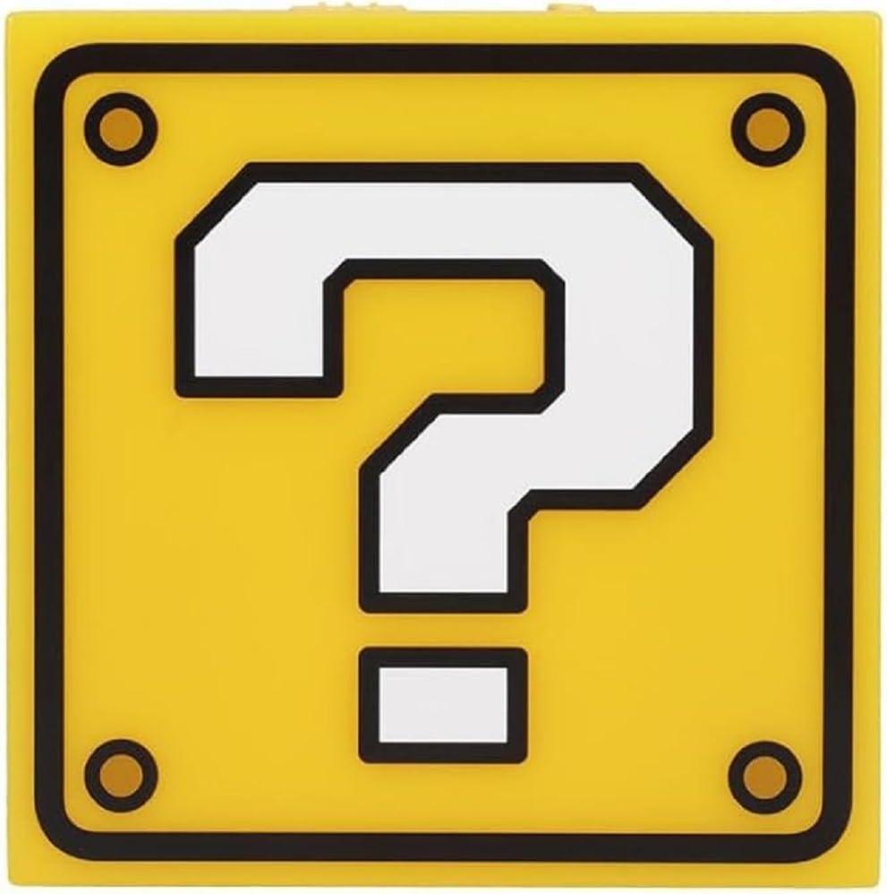 Paladone Super Mario Question Block Night Light, Auto Night Sensor & Portable with Wall Adhesive, Licensed Nintendo Box Lamp