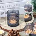SUPMIND 24 Pcs Votive Candle Holders, Glass Holders Bulk for Table Centerpiece, Tea Lights Candle Holders for Wedding Shower, Party and Home Decor Dark Blue