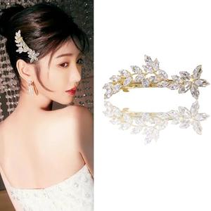 Gold Hair Clips for Women Girls,Rhinestone Hair Clips with Alligator Clip,Bridal Wedding Hair Accessories for Weddings, Engagements,Parties, Bances