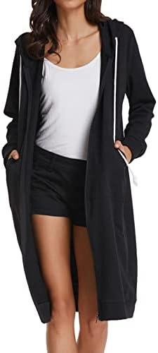 GRACE KARIN Women's Casual Pockets Zip up Hoodies Tunic Sweatshirt Long Hoodie Jacket, Size Large